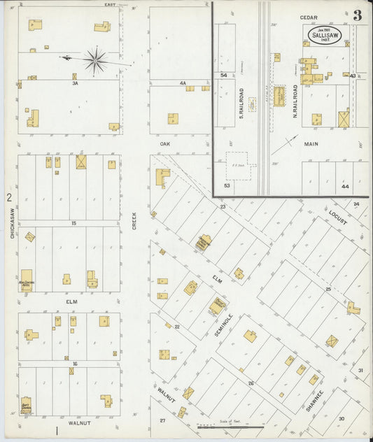 Sanborn Fire Insurance Map from Sallisaw, Sequoyah County, Oklahoma (1901), Sheet #0003 - Historic Sanborn Fire Insurance Map Print, vintage old map wall art, antique decor, genealogy gift, Oklahoma Oklahoma map