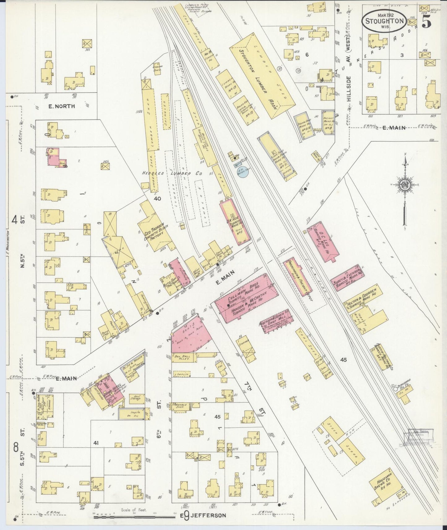 Sanborn Fire Insurance Map from Stoughton, Dane County, Wisconsin (1912), Sheet #0005 - Complete Map Set gallery image, historic Sanborn map, vintage wall art, Wisconsin Wisconsin