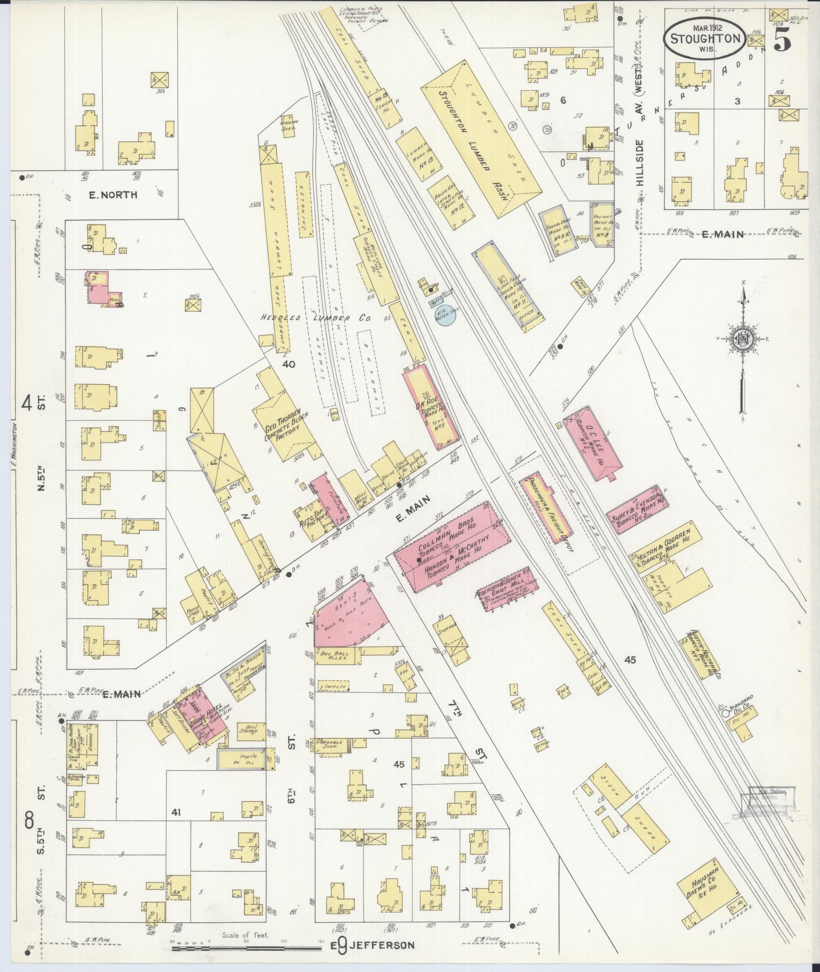 Sanborn Fire Insurance Map from Stoughton, Dane County, Wisconsin (1912), Sheet #0005 - Complete Map Set gallery image, historic Sanborn map, vintage wall art, Wisconsin Wisconsin