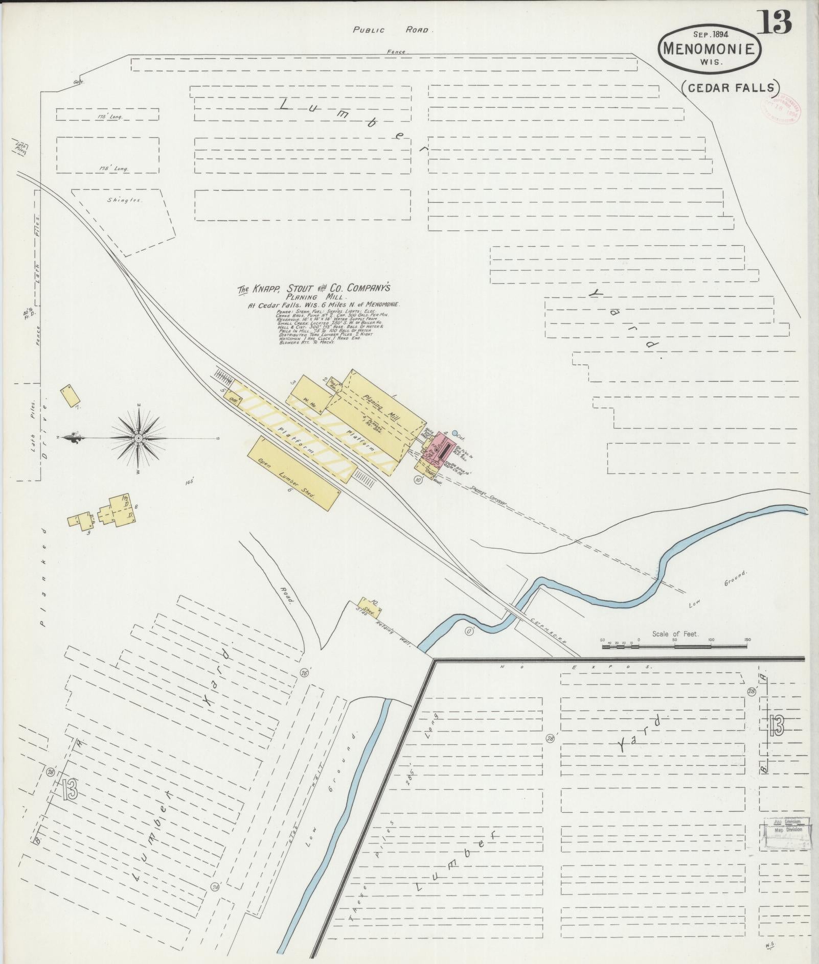 Sanborn Fire Insurance Map from Menomonie, Dunn County, Wisconsin (1894), Sheet #0013 - Historic Sanborn Fire Insurance Map Print, vintage old map wall art, antique decor, genealogy gift, Wisconsin Wisconsin map