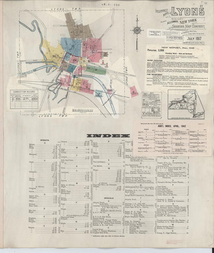 Sanborn Fire Insurance Map from Lyons, Wayne County, New York (1949), Sheet #0001 - Complete Map Set gallery image, historic Sanborn map, vintage wall art, New York New York