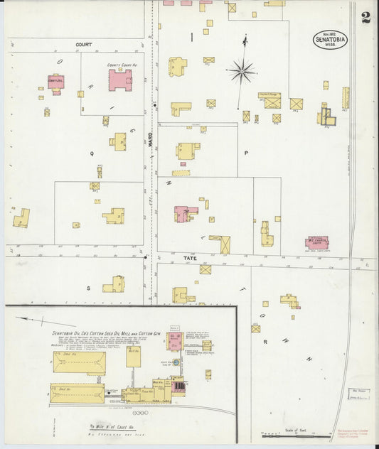 Sanborn Fire Insurance Map from Senatobia, Tate County, Mississippi (1902), Sheet #0002 - Historic Sanborn Fire Insurance Map Print, vintage old map wall art, antique decor, genealogy gift, Mississippi Mississippi map