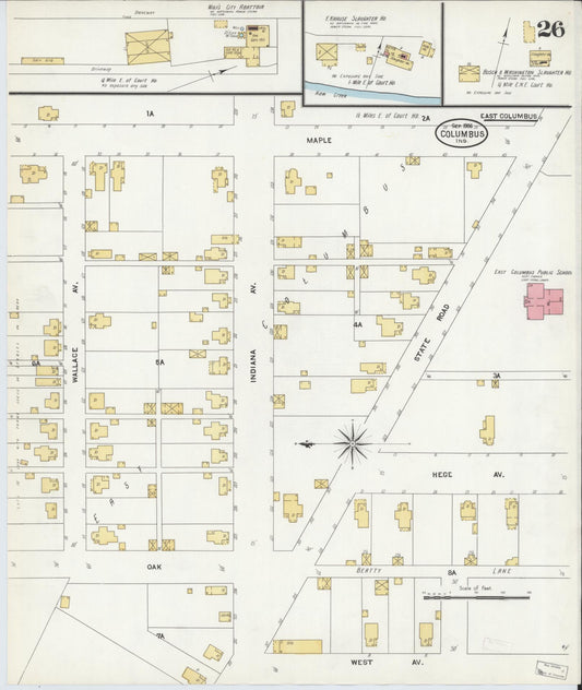 Sanborn Fire Insurance Map from Columbus, Bartholomew County, Indiana (1906), Sheet #0026 - Historic Sanborn Fire Insurance Map Print, vintage old map wall art, antique decor, genealogy gift, Indiana Indiana map