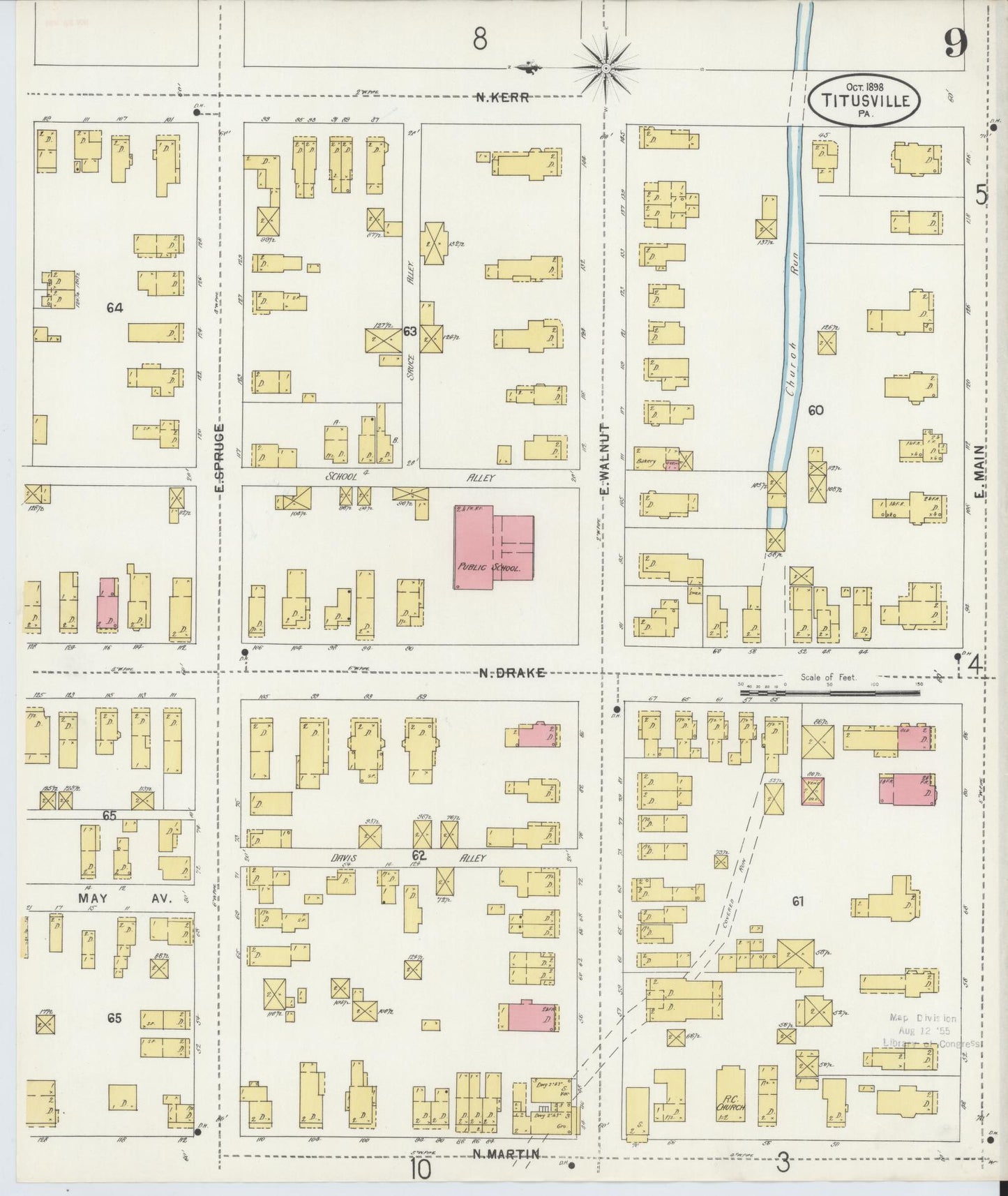 Sanborn Fire Insurance Map from Titusville, Crawford County, Pennsylvania (1898), Sheet #0009 - Complete Map Set gallery image, historic Sanborn map, vintage wall art, Pennsylvania Pennsylvania