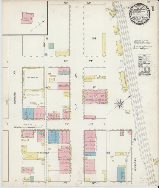 Sanborn Fire Insurance Map from Wichita Falls, Wichita County, Texas (1892), Sheet #0001 - Complete Map Set gallery image, historic Sanborn map, vintage wall art, Texas Texas