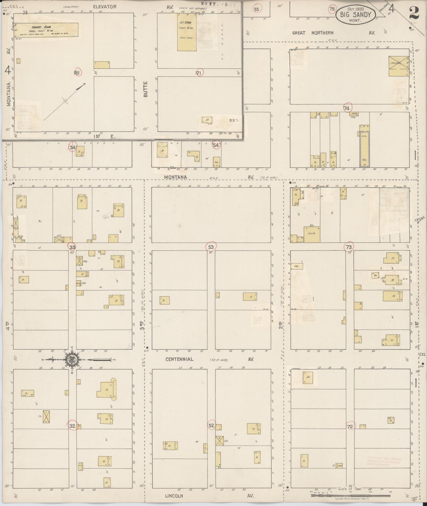 Sanborn Fire Insurance Map from Big Sandy, Chouteau County, Montana (1929), Sheet #0002 - Complete Map Set gallery image, historic Sanborn map, vintage wall art, Montana Montana