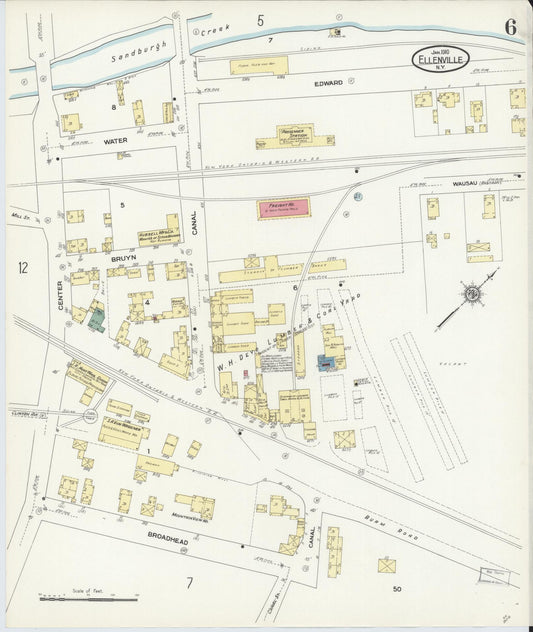 Sanborn Fire Insurance Map from Ellenville, Ulster County, New York (1910), Sheet #0006 - Historic Sanborn Fire Insurance Map Print, vintage old map wall art, antique decor, genealogy gift, New York New York map