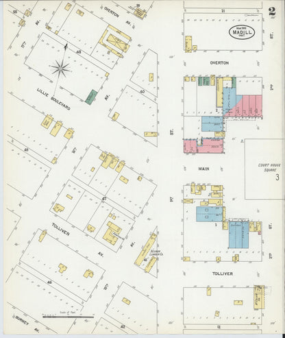 Sanborn Fire Insurance Map from Madill, Marshall County, Oklahoma (1902), Sheet #0002 - Complete Map Set gallery image, historic Sanborn map, vintage wall art, Oklahoma Oklahoma