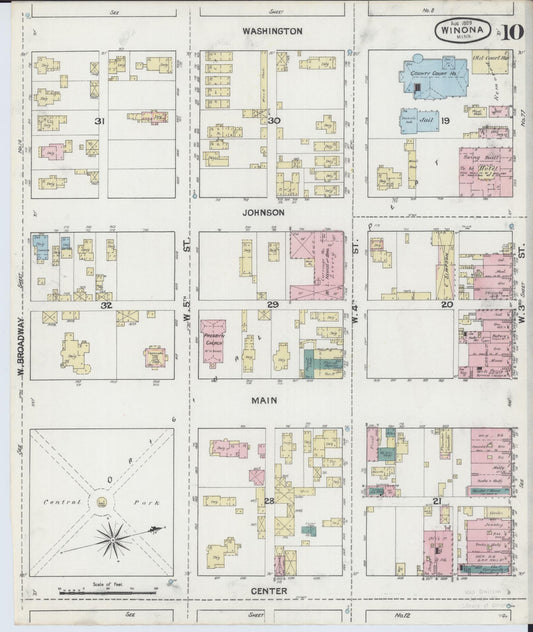 Sanborn Fire Insurance Map from Winona, Winona County, Minnesota (1889), Sheet #0010 - Historic Sanborn Fire Insurance Map Print, vintage old map wall art, antique decor, genealogy gift, Minnesota Minnesota map