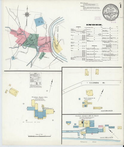 Sanborn Fire Insurance Map from Ellicott City, Howard County, Maryland (1910), Sheet #0001 - Complete Map Set gallery image, historic Sanborn map, vintage wall art, Maryland Maryland
