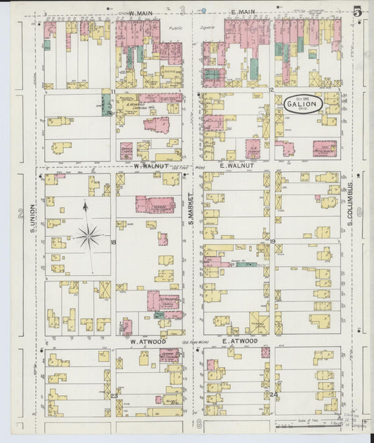 Sanborn Fire Insurance Map from Galion, Crawford County, Ohio (1892), Sheet #0005 - Historic Sanborn Fire Insurance Map Print, vintage old map wall art, antique decor, genealogy gift, Ohio Ohio map