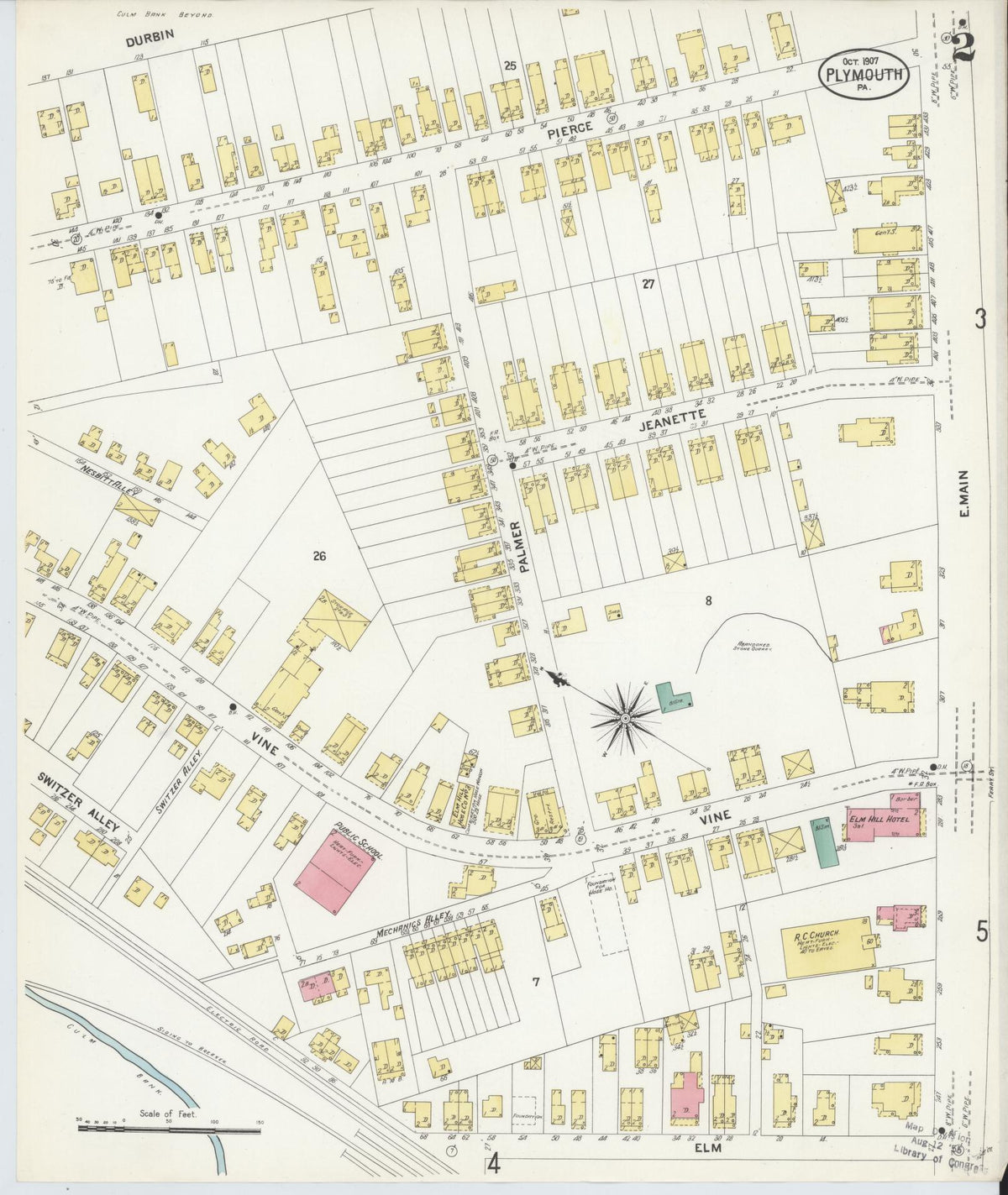 Sanborn Fire Insurance Map from Plymouth, Luzerne County, Pennsylvania (1907), Sheet #0002 - Historic Sanborn Fire Insurance Map Print, vintage old map wall art, antique decor, genealogy gift, Pennsylvania Pennsylvania map