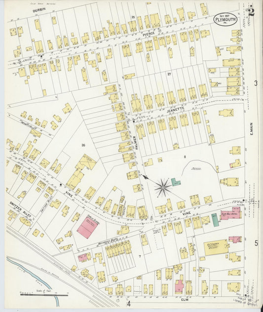 Sanborn Fire Insurance Map from Plymouth, Luzerne County, Pennsylvania (1907), Sheet #0002 - Historic Sanborn Fire Insurance Map Print, vintage old map wall art, antique decor, genealogy gift, Pennsylvania Pennsylvania map