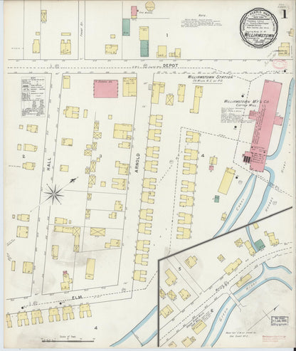 Sanborn Fire Insurance Map from Williamstown, Berkshire County, Massachusetts (1895), Sheet #0001 - Complete Map Set gallery image, historic Sanborn map, vintage wall art, Massachusetts Massachusetts