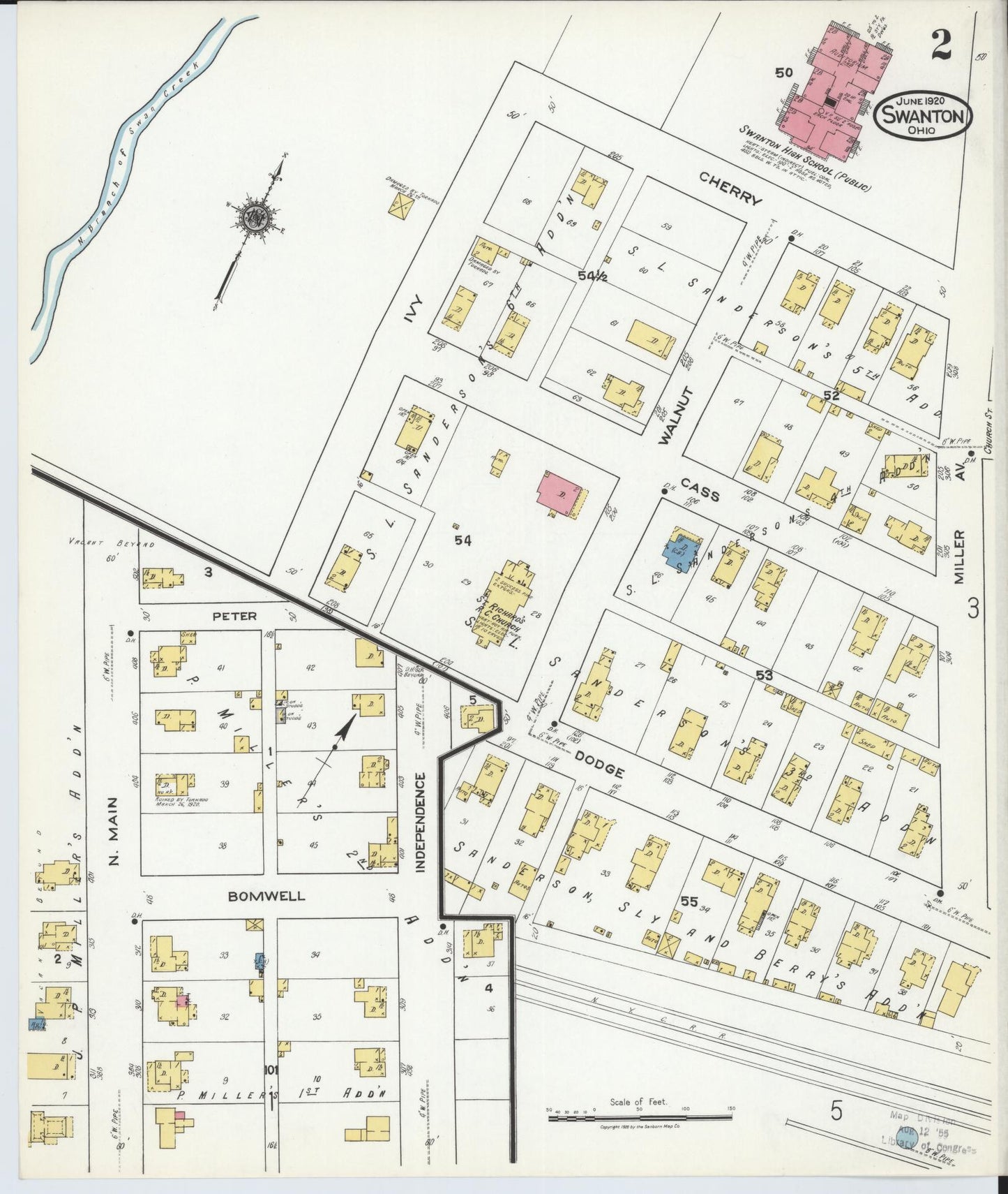 Sanborn Fire Insurance Map from Swanton, Fulton County, Ohio (1920), Sheet #0002 - Historic Sanborn Fire Insurance Map Print, vintage old map wall art, antique decor, genealogy gift, Ohio Ohio map