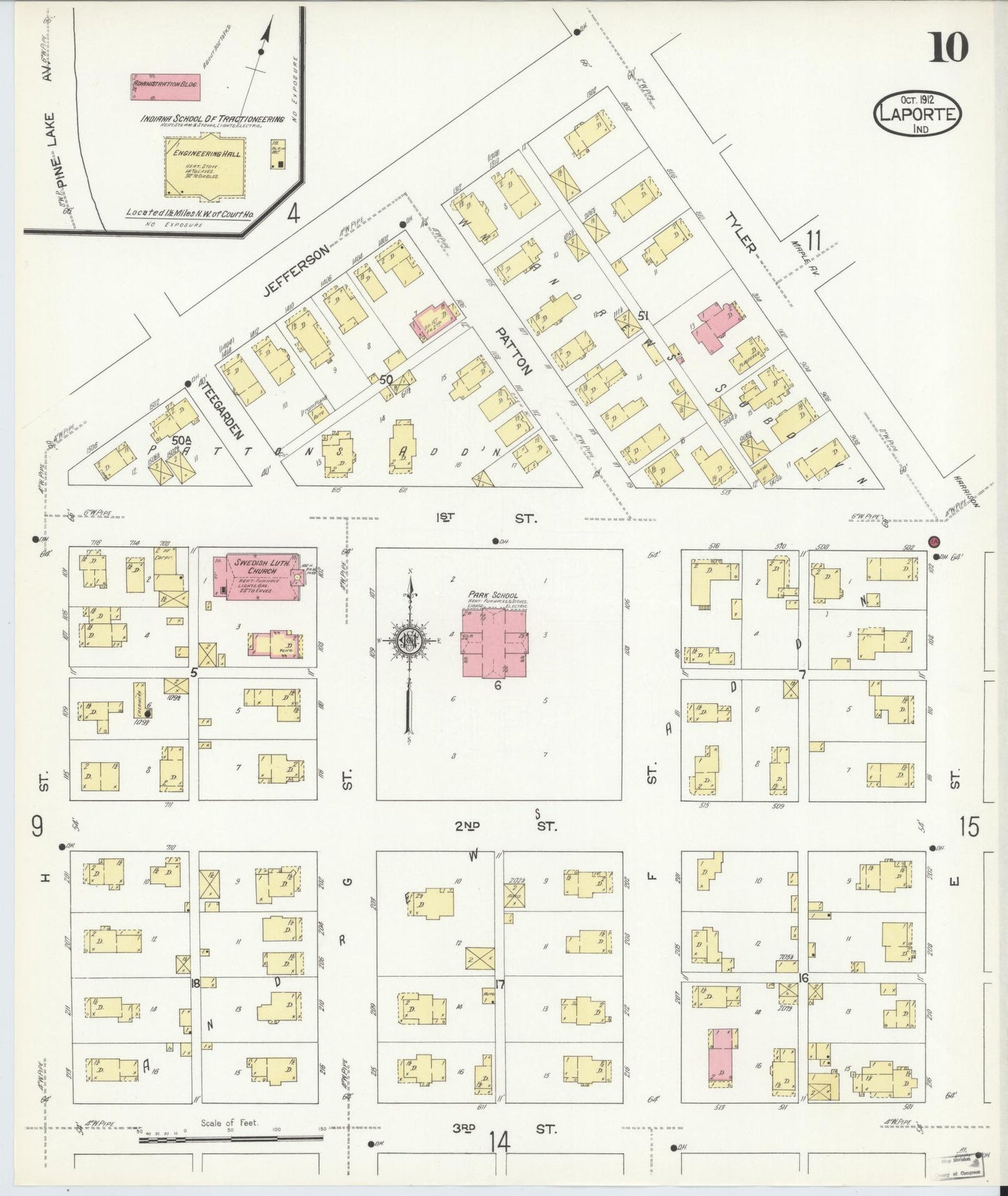 Sanborn Fire Insurance Map from La Porte, La Porte County, Indiana (1912), Sheet #0010 - Complete Map Set gallery image, historic Sanborn map, vintage wall art, Indiana Indiana