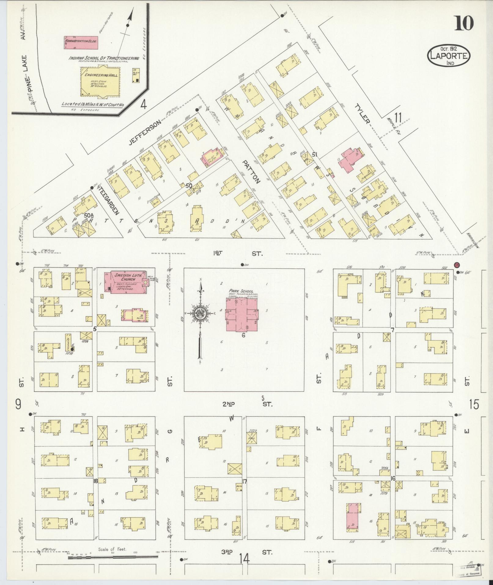 Sanborn Fire Insurance Map from La Porte, La Porte County, Indiana (1912), Sheet #0010 - Complete Map Set gallery image, historic Sanborn map, vintage wall art, Indiana Indiana