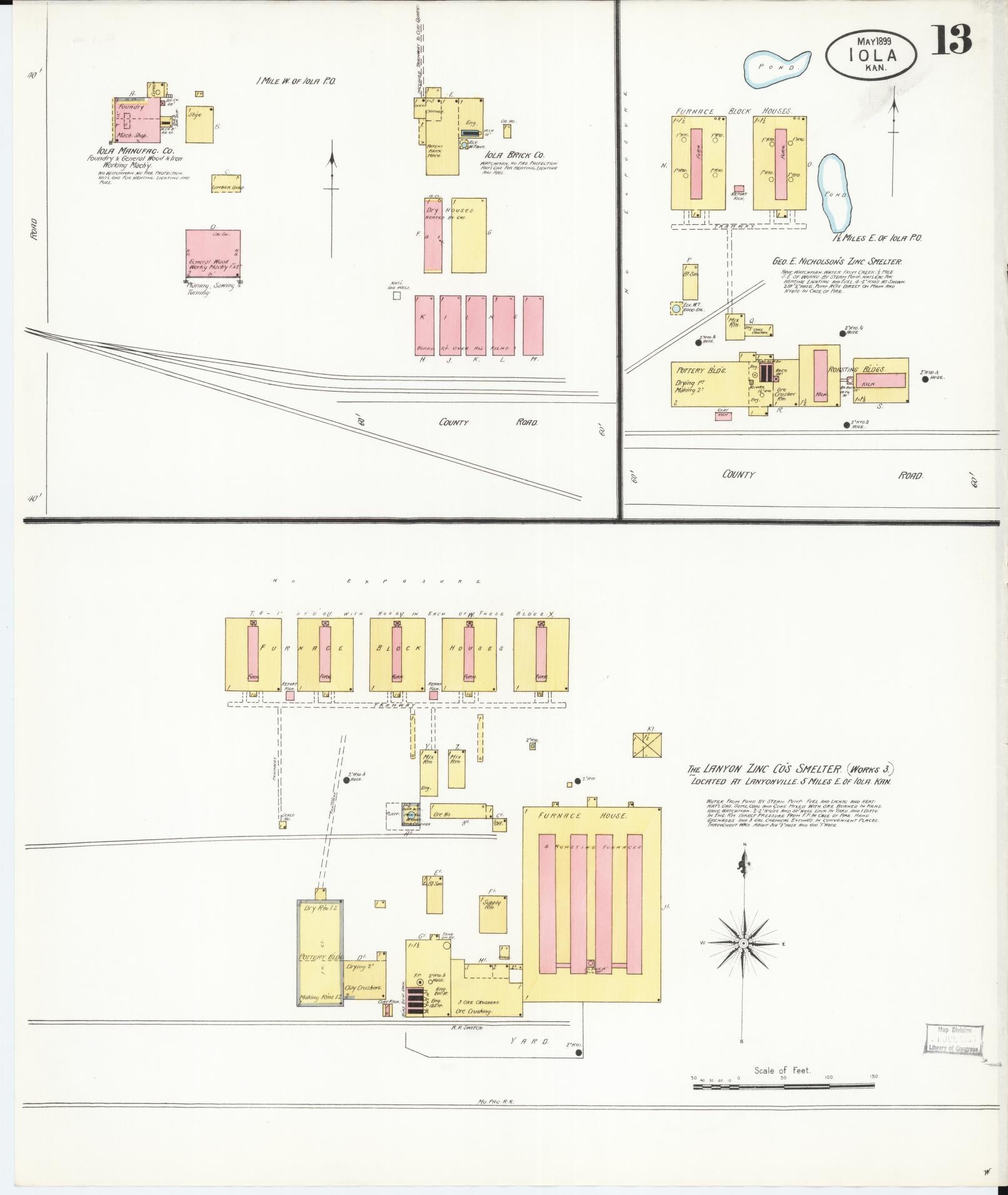 Sanborn Fire Insurance Map from Iola, Allen County, Kansas (1899), Sheet #0013 - Complete Map Set gallery image, historic Sanborn map, vintage wall art, Kansas Kansas