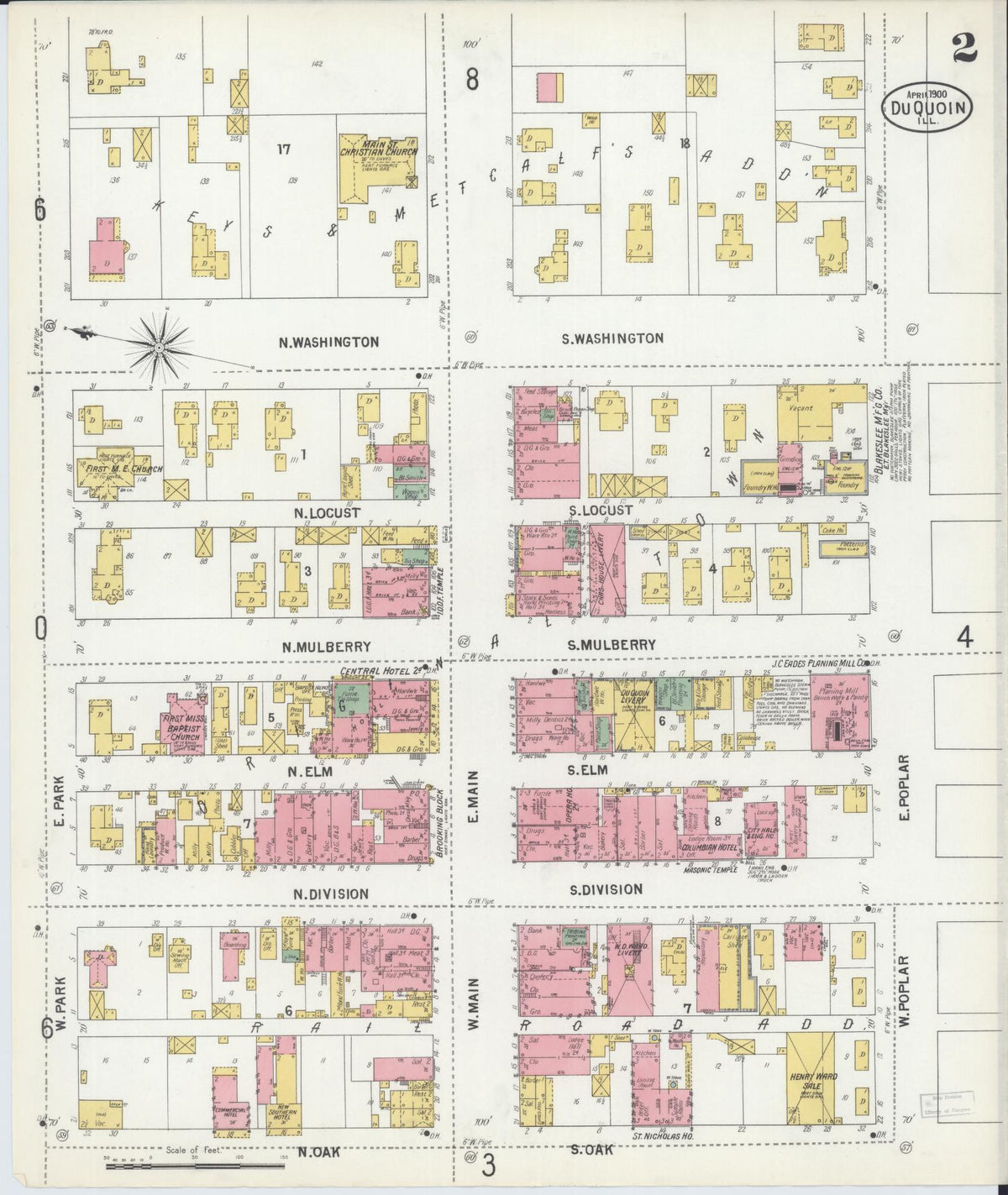 Sanborn Fire Insurance Map from Du Quoin, Perry County, Illinois (1900), Sheet #0002 - Complete Map Set gallery image, historic Sanborn map, vintage wall art, Illinois Illinois