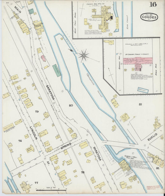 Sanborn Fire Insurance Map from Cohoes, Albany County, New York (1891), Sheet #0016 - Historic Sanborn Fire Insurance Map Print, vintage old map wall art, antique decor, genealogy gift, New York New York map