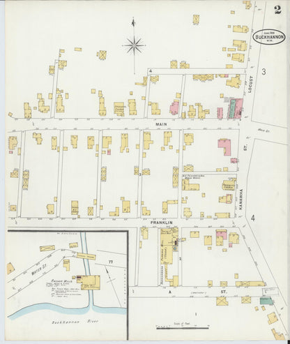 Sanborn Fire Insurance Map from Buckhannon, Upshur County, West Virginia (1898), Sheet #0002 - Complete Map Set gallery image, historic Sanborn map, vintage wall art, West Virginia West Virginia