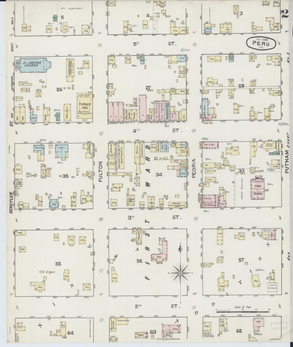 Sanborn Fire Insurance Map from Peru, La Salle County, Illinois (1888), Sheet #0002 - Complete Map Set gallery image, historic Sanborn map, vintage wall art, Illinois Illinois