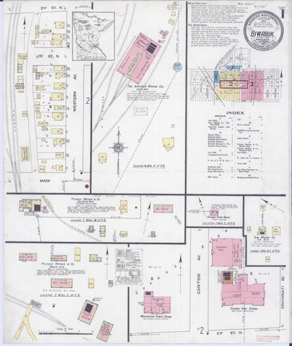 Sanborn Fire Insurance Map from Biwabik, Saint Louis County, Minnesota (1921), Sheet #0001 - Complete Map Set gallery image, historic Sanborn map, vintage wall art, Minnesota Minnesota