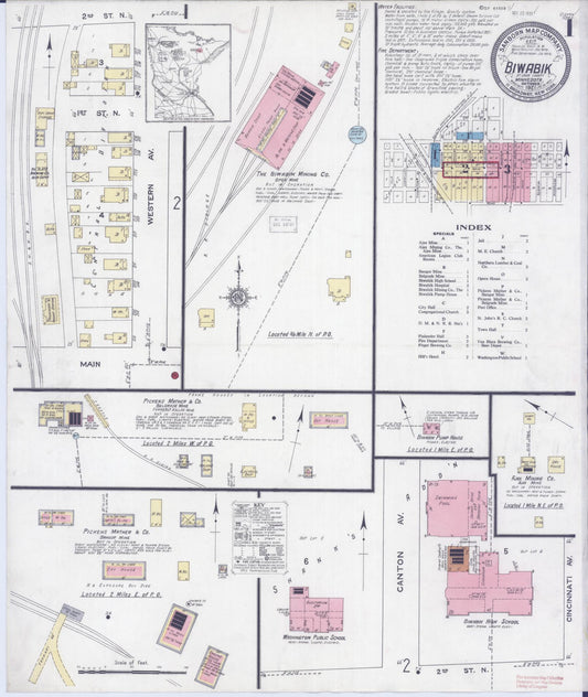 Sanborn Fire Insurance Map from Biwabik, Saint Louis County, Minnesota (1921), Sheet #0001 - Complete Map Set gallery image, historic Sanborn map, vintage wall art, Minnesota Minnesota