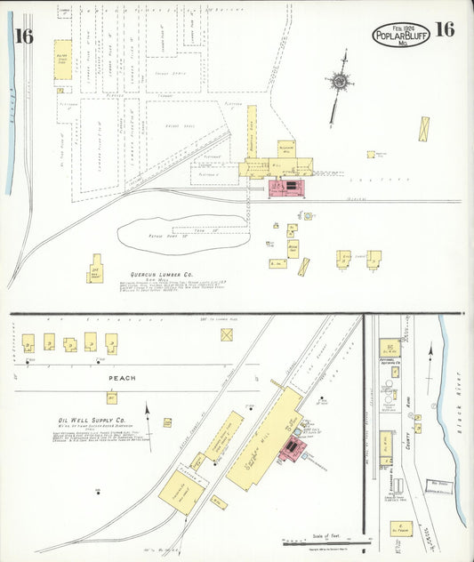 Sanborn Fire Insurance Map from Poplar Bluff, Butler County, Missouri (1924), Sheet #0016 - Historic Sanborn Fire Insurance Map Print, vintage old map wall art, antique decor, genealogy gift, Missouri Missouri map