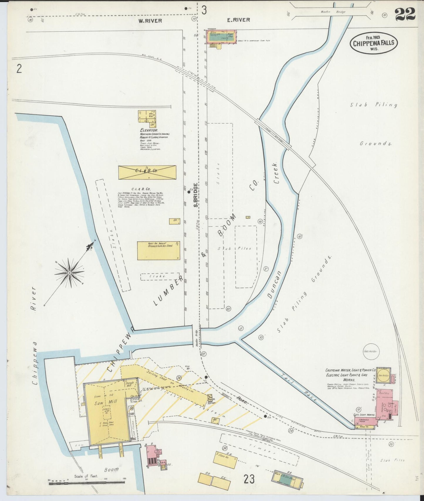 Sanborn Fire Insurance Map from Chippewa Falls, Chippewa County, Wisconsin (1903), Sheet #0022 - Historic Sanborn Fire Insurance Map Print, vintage old map wall art, antique decor, genealogy gift, Wisconsin Wisconsin map