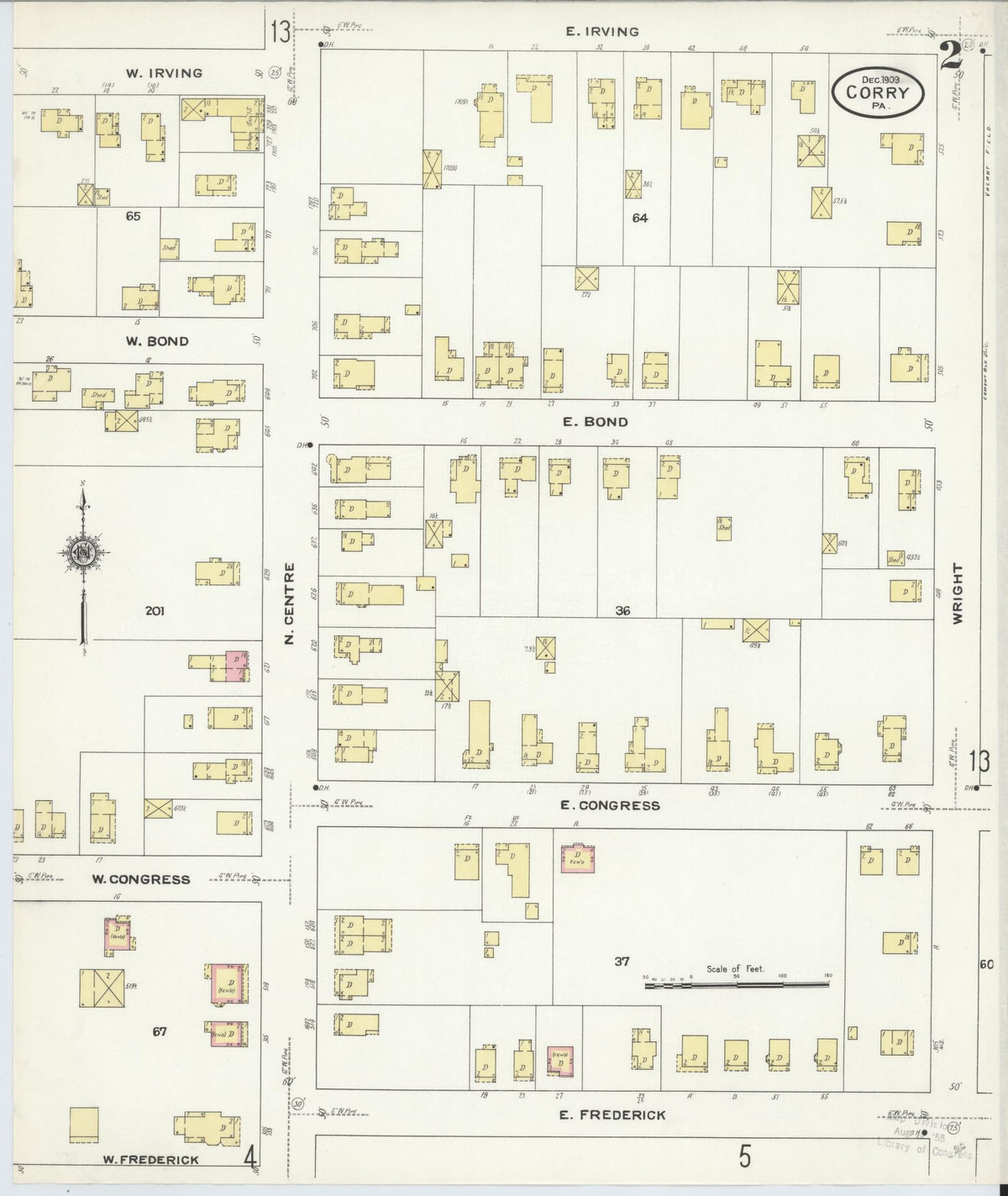 Sanborn Fire Insurance Map from Corry, Erie County, Pennsylvania (1909), Sheet #0002 - Complete Map Set gallery image, historic Sanborn map, vintage wall art, Pennsylvania Pennsylvania