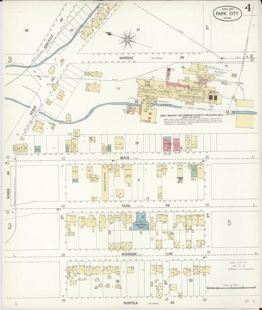 Sanborn Fire Insurance Map from Park City, Summit County, Utah (1900), Sheet #0004 - Historic Sanborn Fire Insurance Map Print, vintage old map wall art, antique decor, genealogy gift, Utah Utah map