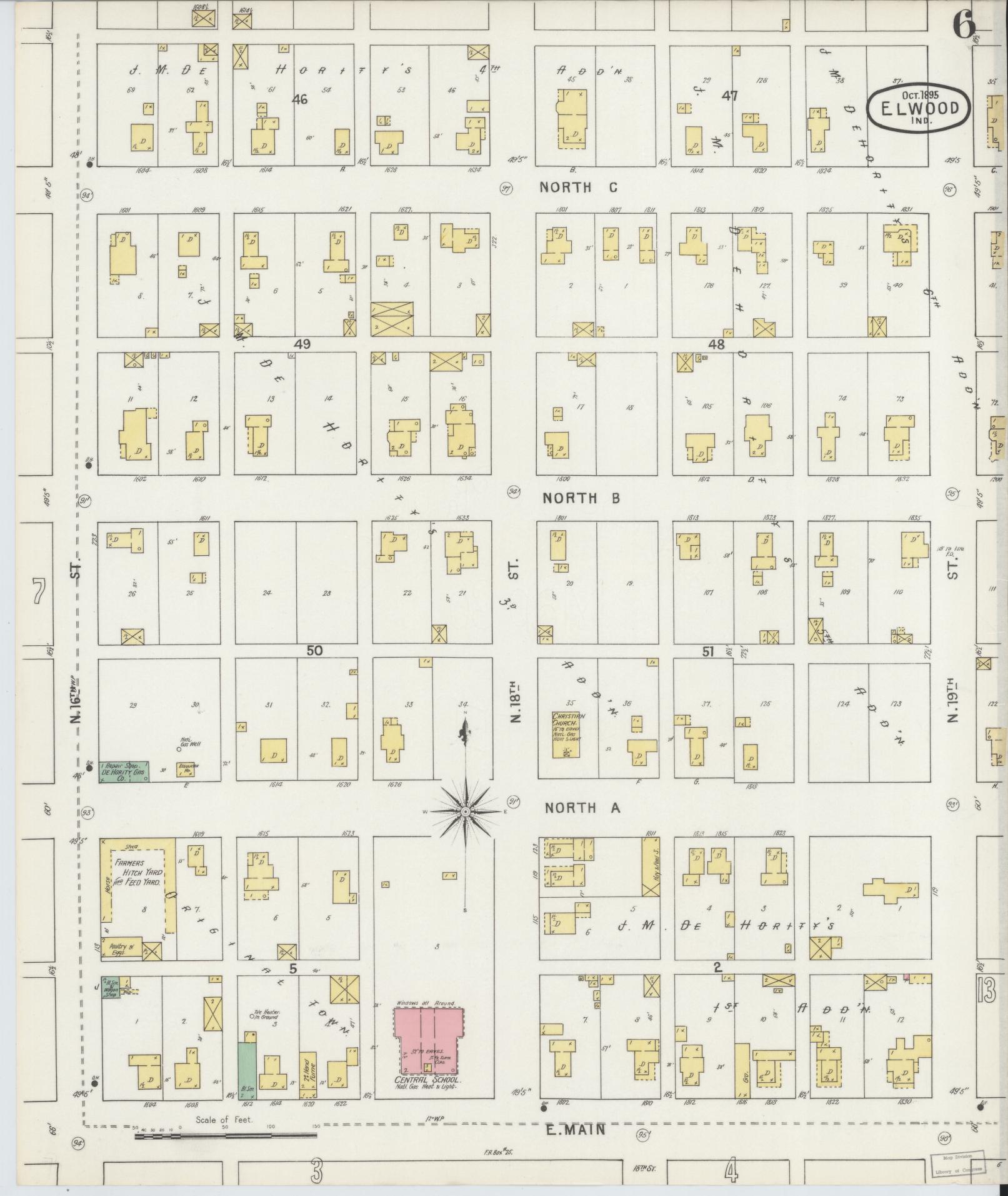 Sanborn Fire Insurance Map from Elwood, Madison County, Indiana (1895), Sheet #0006 - Complete Map Set gallery image, historic Sanborn map, vintage wall art, Indiana Indiana