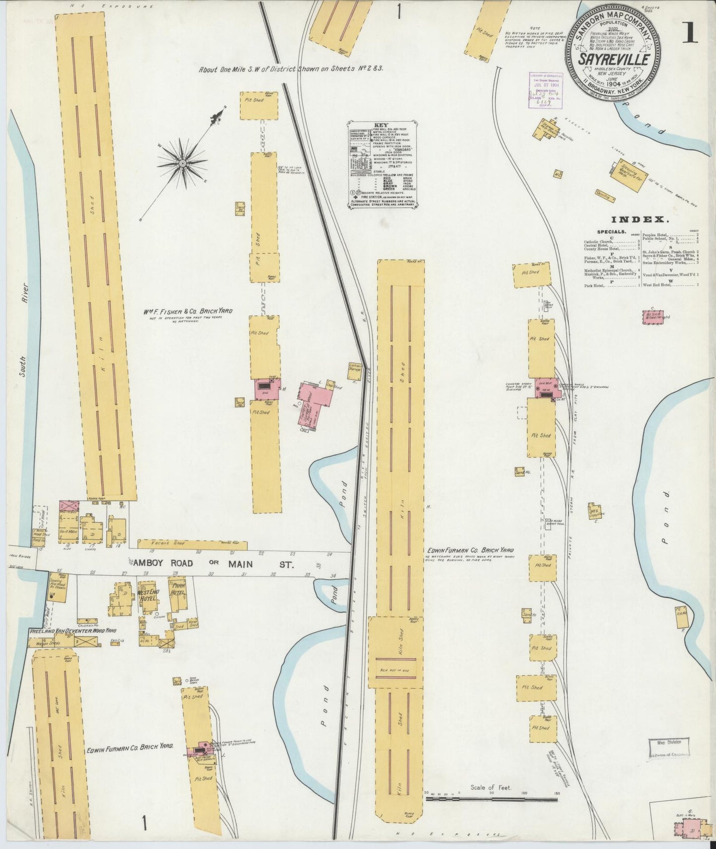 Sanborn Fire Insurance Map from Sayreville, Middlesex County, New Jersey. (1904) – Historic Sanborn Fire Insurance Map Print