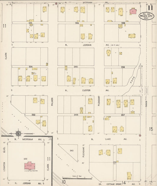 Sanborn Fire Insurance Map from Miles City, Custer County, Montana (1910), Sheet #0011 - Historic Sanborn Fire Insurance Map Print, vintage old map wall art, antique decor, genealogy gift, Montana Montana map