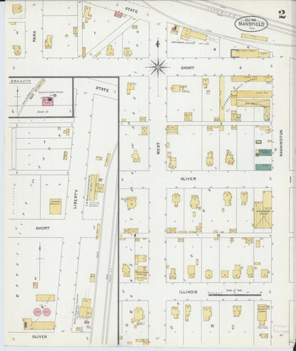 Sanborn Fire Insurance Map from Mansfield, Piatt County, Illinois (1906), Sheet #0002 - Historic Sanborn Fire Insurance Map Print, vintage old map wall art, antique decor, genealogy gift, Illinois Illinois map