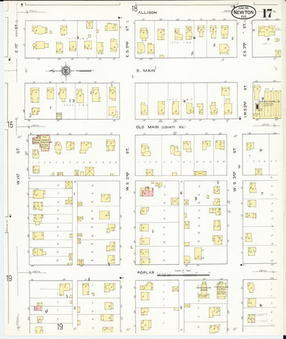 Sanborn Fire Insurance Map from Newton, Harvey County, Kansas (1915), Sheet #0017 - Complete Map Set gallery image, historic Sanborn map, vintage wall art, Kansas Kansas