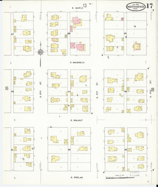 Sanborn Fire Insurance Map from Independence, Montgomery County, Kansas (1910), Sheet #0017 - Historic Sanborn Fire Insurance Map Print, vintage old map wall art, antique decor, genealogy gift, Kansas Kansas map