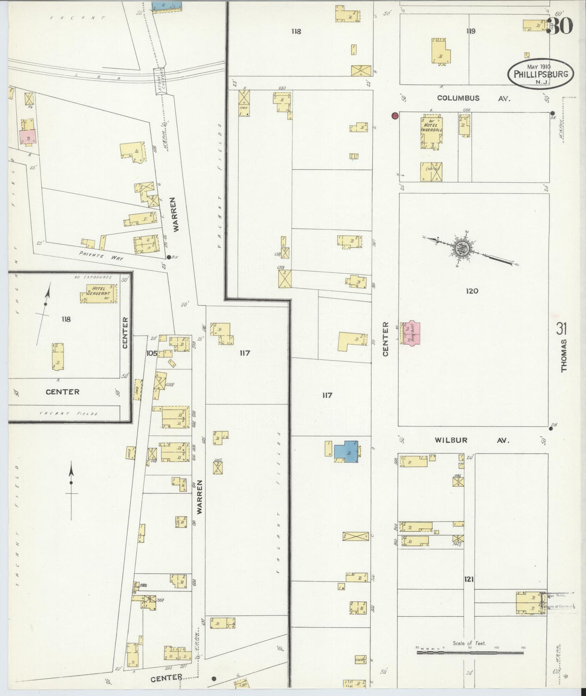Sanborn Fire Insurance Map from Phillipsburg, Warren County, New Jersey (1910), Sheet #0030 - Historic Sanborn Fire Insurance Map Print, vintage old map wall art, antique decor, genealogy gift, New Jersey New Jersey map