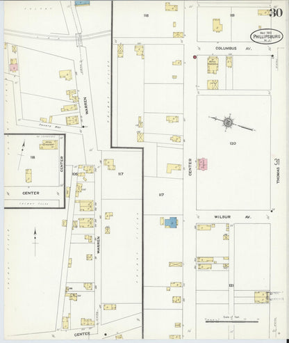 Sanborn Fire Insurance Map from Phillipsburg, Warren County, New Jersey (1910), Sheet #0030 - Historic Sanborn Fire Insurance Map Print, vintage old map wall art, antique decor, genealogy gift, New Jersey New Jersey map