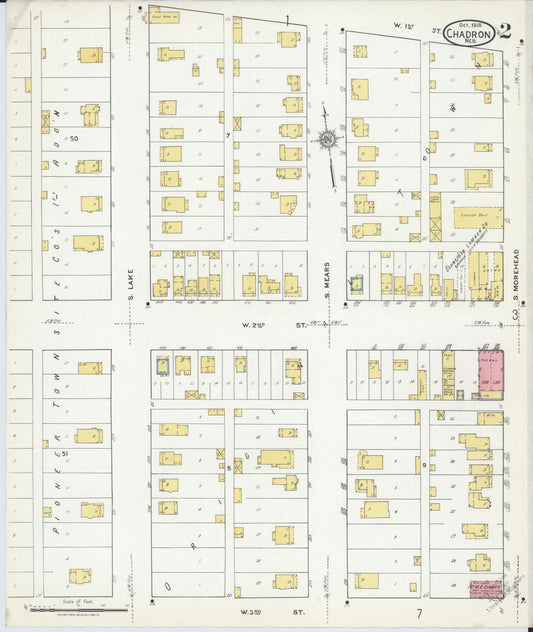 Sanborn Fire Insurance Map from Chadron, Dawes County, Nebraska (1918), Sheet #0002 - Historic Sanborn Fire Insurance Map Print, vintage old map wall art, antique decor, genealogy gift, Nebraska Nebraska map
