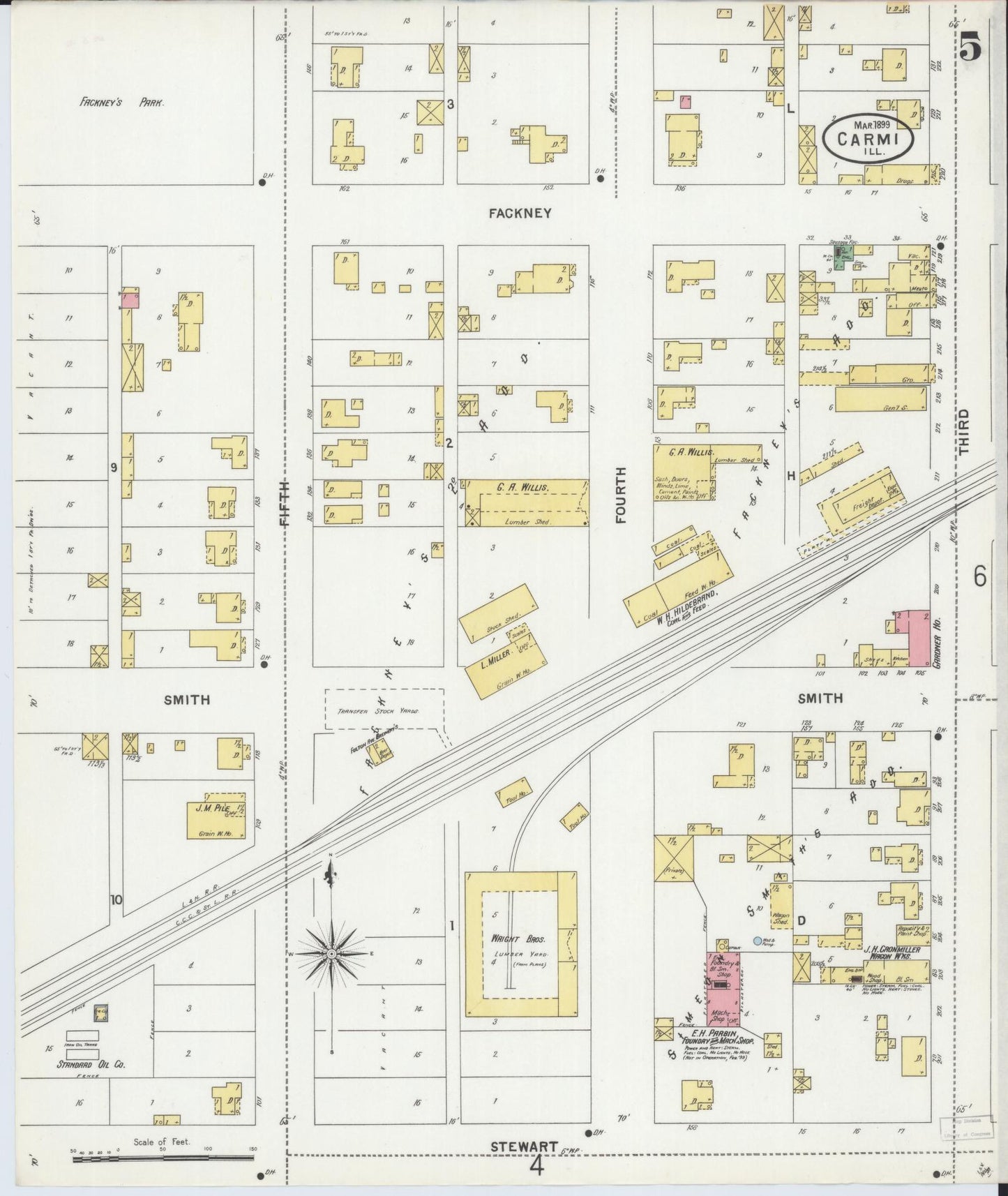 Sanborn Fire Insurance Map from Carmi, White County, Illinois (1899), Sheet #0005 - Historic Sanborn Fire Insurance Map Print, vintage old map wall art, antique decor, genealogy gift, Illinois Illinois map