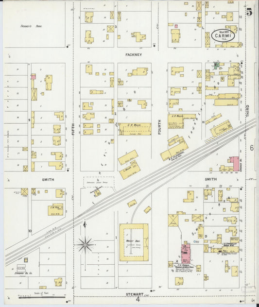Sanborn Fire Insurance Map from Carmi, White County, Illinois (1899), Sheet #0005 - Historic Sanborn Fire Insurance Map Print, vintage old map wall art, antique decor, genealogy gift, Illinois Illinois map