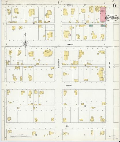 Sanborn Fire Insurance Map from Whitewright, Grayson County, Texas (1905), Sheet #0006 - Historic Sanborn Fire Insurance Map Print, vintage old map wall art, antique decor, genealogy gift, Texas Texas map
