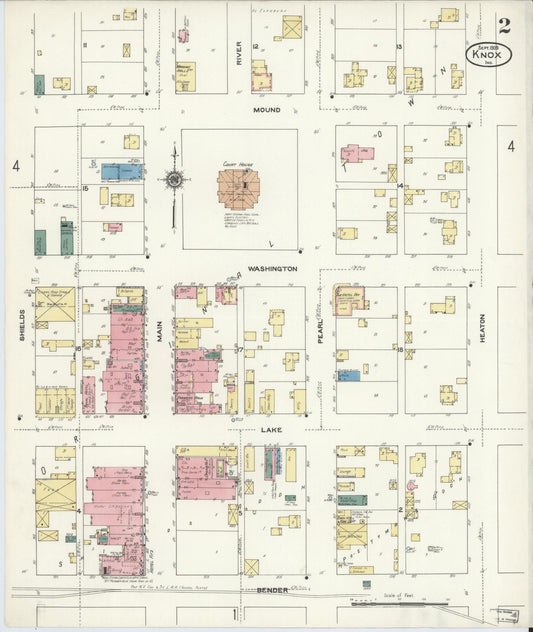 Sanborn Fire Insurance Map from Knox, Starke County, Indiana (1909), Sheet #0002 - Historic Sanborn Fire Insurance Map Print, vintage old map wall art, antique decor, genealogy gift, Indiana Indiana map
