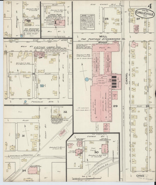 Sanborn Fire Insurance Map from Circleville, Pickaway County, Ohio (1884), Sheet #0004 - Historic Sanborn Fire Insurance Map Print, vintage old map wall art, antique decor, genealogy gift, Ohio Ohio map