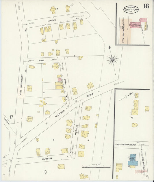 Sanborn Fire Insurance Map from Tarrytown, Westchester County, New York (1909), Sheet #0018 - Historic Sanborn Fire Insurance Map Print, vintage old map wall art, antique decor, genealogy gift, New York New York map