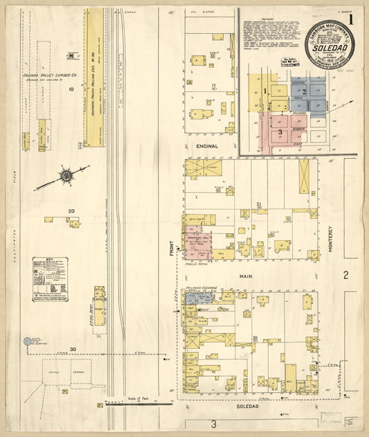 Sanborn Fire Insurance Map from Soledad, Monterey County, California. (1910) – Historic Sanborn Fire Insurance Map Print