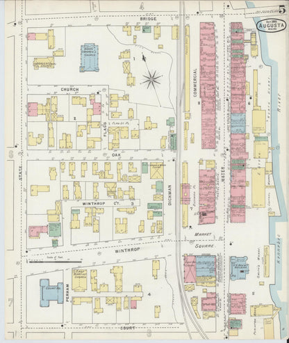 Sanborn Fire Insurance Map from Augusta, Kennebec County, Maine (1895), Sheet #0005 - Complete Map Set gallery image, historic Sanborn map, vintage wall art, Maine Maine