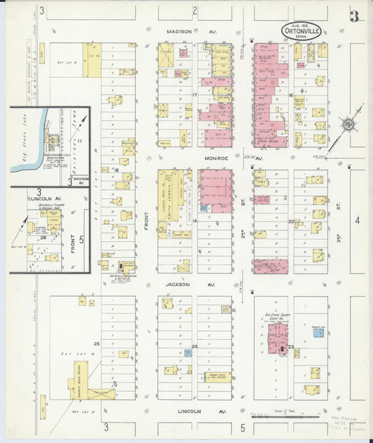 Sanborn Fire Insurance Map from Ortonville, Big Stone County, Minnesota (1915), Sheet #0003 - Historic Sanborn Fire Insurance Map Print, vintage old map wall art, antique decor, genealogy gift, Minnesota Minnesota map